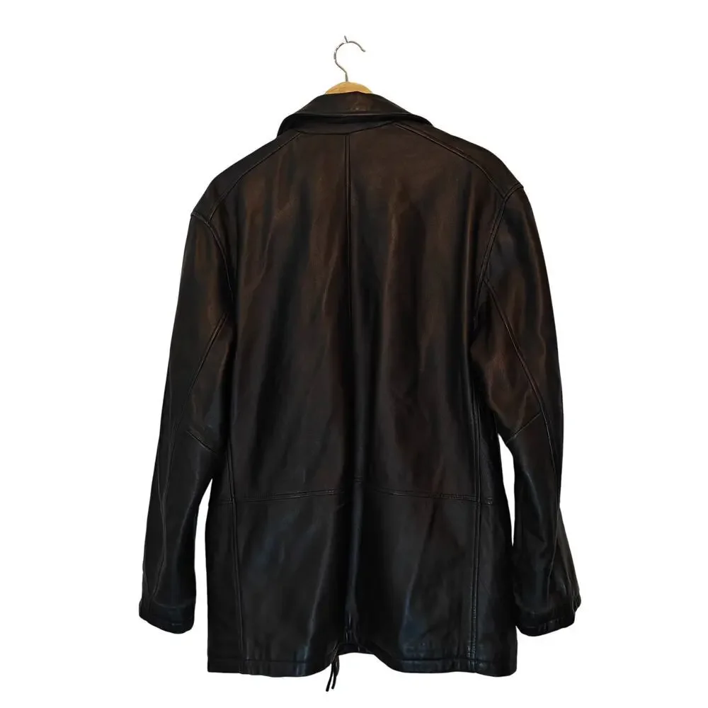 Marc New York Andrew Marc Black Leather Jacket M Zip Front Coat